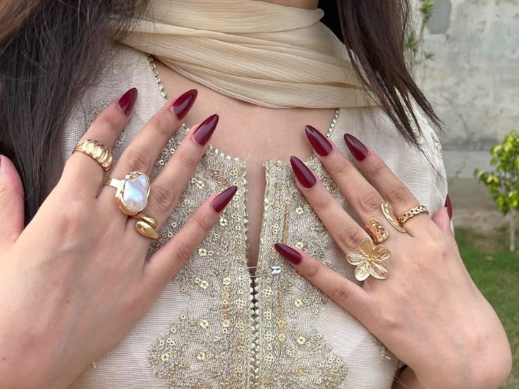 Cherry Red Nails | Long