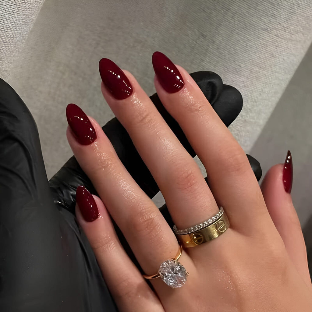 Cherry Red Nails | Short Almond