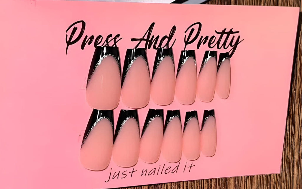 Black French Press-On Nails