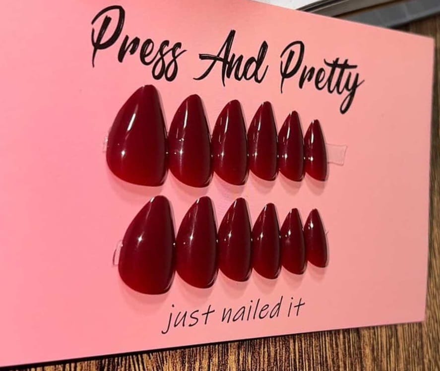 Cherry Red Nails | Short Almond