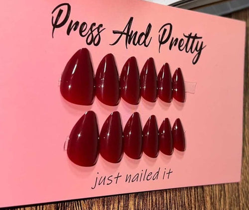 Cherry Red Nails | Short Almond