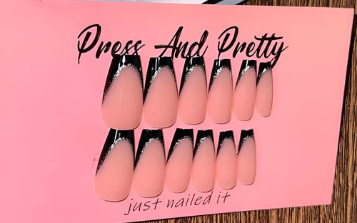 Black French Press-On Nails